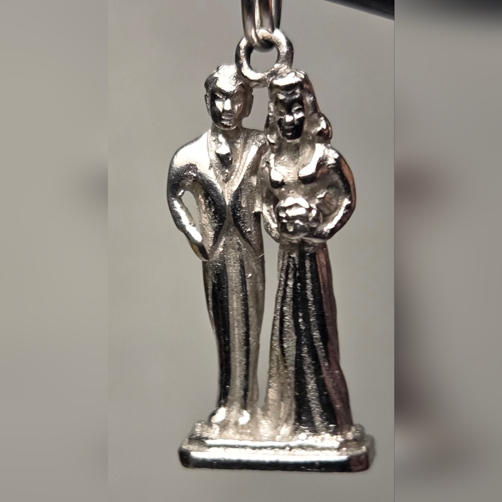 Sterling Silver Bride And Groom Charm Pendant